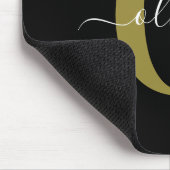 Tapis De Souris Monogramme personnalisé Nom du script Black White (Coin)