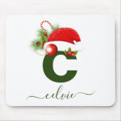 Tapis De Souris Monogramme personnalisé simple Noël (Devant)