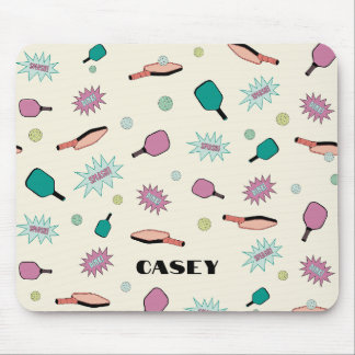 Tapis De Souris Monogramme Pickleball Ajouter Votre Nom Fun Coloré