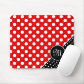 Tapis De Souris Monogramme Pois rouge, noir et blanc frappant (Avec souris)