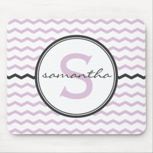Tapis De Souris Monogramme pourpre de Chevron