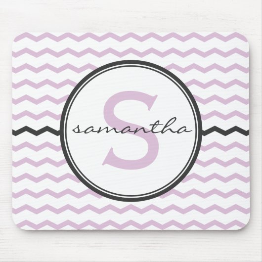 Tapis De Souris Monogramme pourpre de Chevron (Devant)