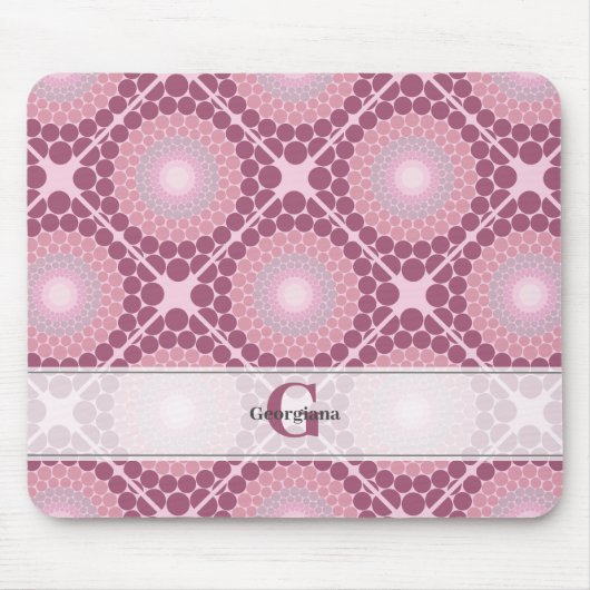 Tapis De Souris Monogramme Radiant Dusky Rose Dot Mandala Carrelé (Devant)