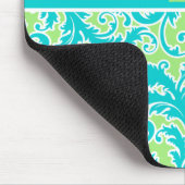 Tapis De Souris Monogramme rayé blanc Mousepad de damassé de vert (Coin)