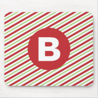 Monogramme rayures diagonales rouges et vertes