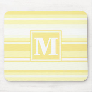 Tapis De Souris Monogramme rayures jaunes citron