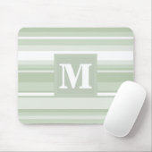 Tapis De Souris Monogramme rayures vert pâle (Avec souris)