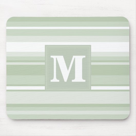 Tapis De Souris Monogramme rayures vert pâle (Devant)