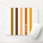 Tapis De Souris Monogramme rayures verticales orange marron clair (Avec souris)