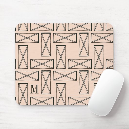 Tapis De Souris Monogramme | Rectangle géométrique X Design (Avec souris)