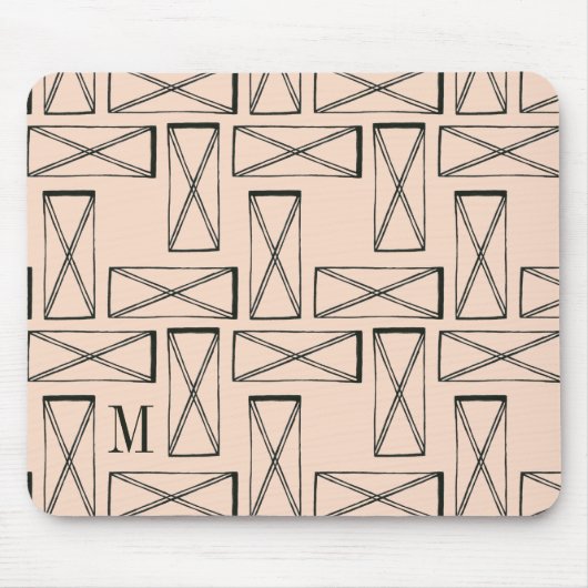 Tapis De Souris Monogramme | Rectangle géométrique X Design (Devant)
