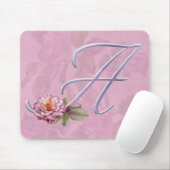 Tapis De Souris Monogramme rose A de roses (Avec souris)