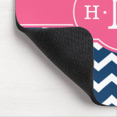 Tapis De Souris Monogramme rose Chevron Bleu Fille (Coin)