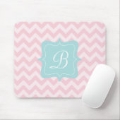 Tapis De Souris Monogramme rose de zigzag (Avec souris)