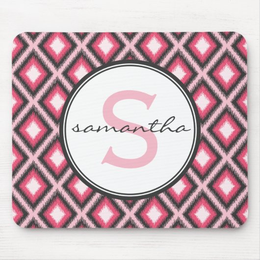 Tapis De Souris Monogramme rose d'Ikat (Devant)