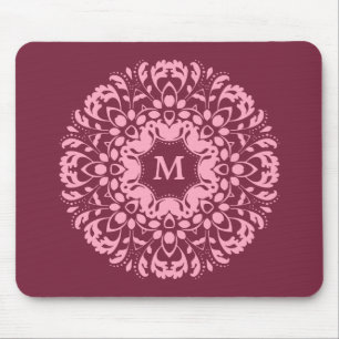 Tapis De Souris Monogramme rose élégant