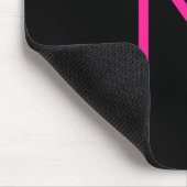 Tapis De Souris Monogramme rose et noir moderne modifiable (Coin)
