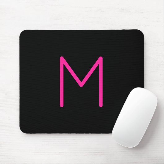 Tapis De Souris Monogramme rose et noir moderne modifiable (Avec souris)