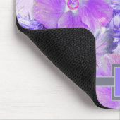 Tapis De Souris Monogramme rose et violet peint floral (Coin)