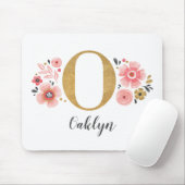 Tapis De Souris Monogramme rose fille (Avec souris)