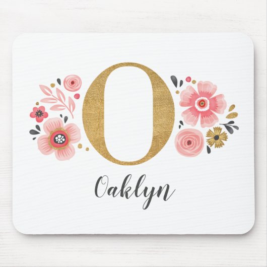 Tapis De Souris Monogramme rose fille (Devant)