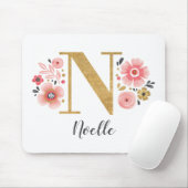 Tapis De Souris Monogramme rose fille (Avec souris)