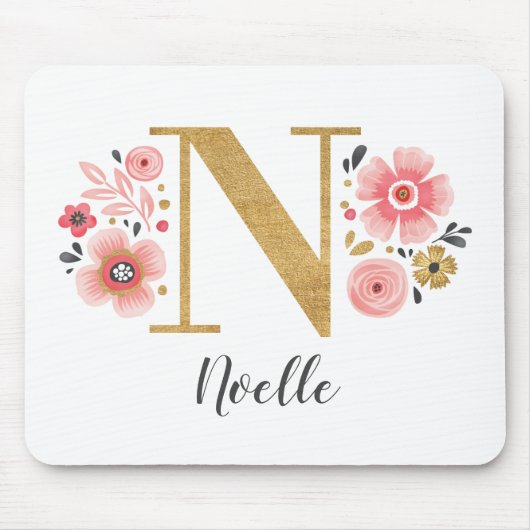 Tapis De Souris Monogramme rose fille (Devant)