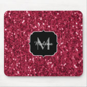 Tapis De Souris Monogramme rose foncé magenta faux scintillants (Devant)