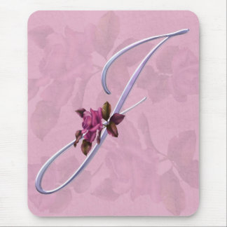 Tapis De Souris Monogramme rose J de roses