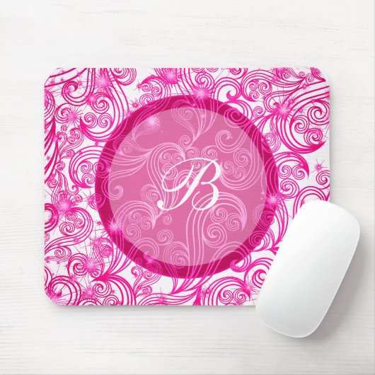 Tapis De Souris Monogramme rose Mousepads (Avec souris)