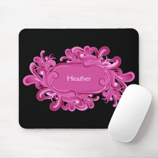 Tapis De Souris Monogramme rose Mousepads (Avec souris)