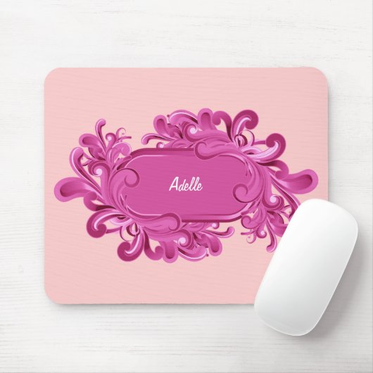 Tapis De Souris Monogramme rose Mousepads (Avec souris)