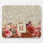 Tapis De Souris Monogramme Rose or Fleurs Parties scintillant or c (Devant)
