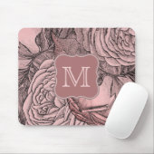 Tapis De Souris Monogramme rose pâle Rose (Avec souris)