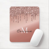 Tapis De Souris Monogramme Rose Parties scintillant de goutte d'or (Avec souris)