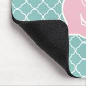 Tapis De Souris Monogramme rose vert clair de Quatrefoil (Coin)