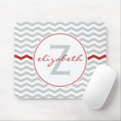 Tapis De Souris Monogramme rouge de Chevron (Avec souris)