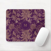 Tapis De Souris monogramme royal de damas d'or violet (Avec souris)