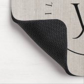 Tapis De Souris Monogramme Rustique Linge Beige Élégant Script (Coin)