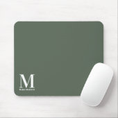 Tapis De Souris Monogramme Sage Vert Nom initial Électronique (Avec souris)