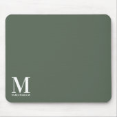 Tapis De Souris Monogramme Sage Vert Nom initial Électronique (Devant)
