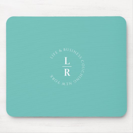 Tapis De Souris Monogramme, salon, minimaliste, turquoise (Devant)