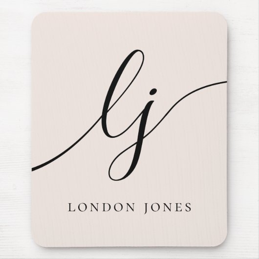 Tapis De Souris Monogramme Script Calligraphie Élégante Feminine (Devant)