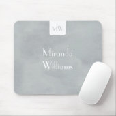 Tapis De Souris Monogramme simple avec le gris doux moderne nommé (Avec souris)