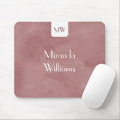 Tapis De Souris Monogramme Simple Avec Nom Moderne Rosé Brown (Avec souris)