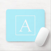 Tapis De Souris Monogramme simple bleu ciel (Avec souris)