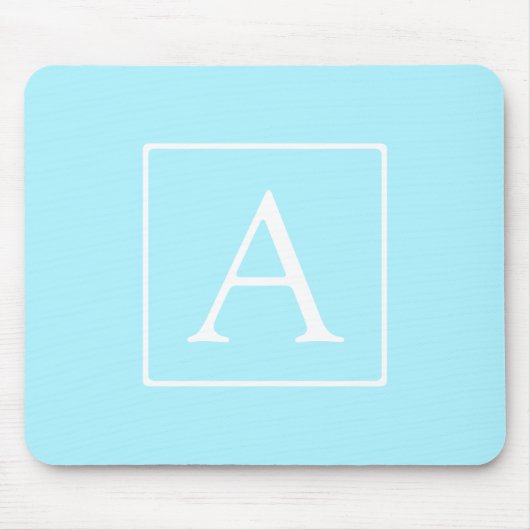 Tapis De Souris Monogramme simple bleu ciel (Devant)