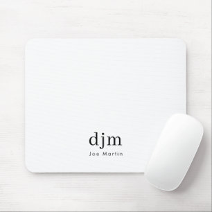 Tapis De Souris Monogramme simple et élégant minimaliste noir et b