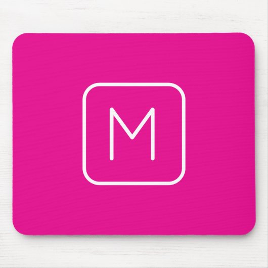 Tapis De Souris Monogramme simple et moderne initial | Rose et bla (Devant)