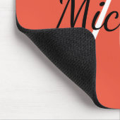 Tapis De Souris Monogramme simple minimal Nom initial Corail et bl (Coin)